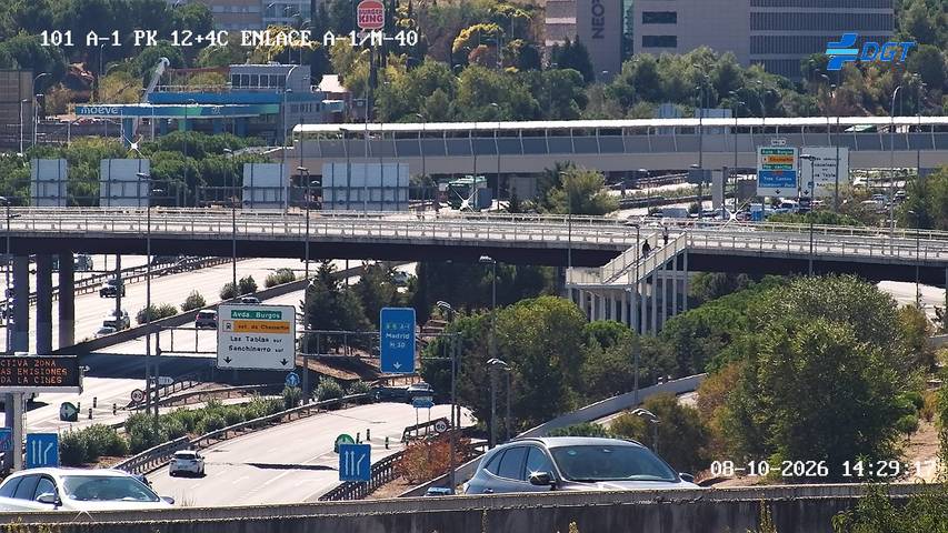 Cámara de tráfico en la A-1, km 12.4, provincia de Madrid
