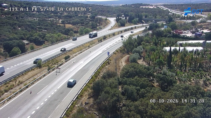 Cámara de tráfico en la A-1, km 57.9, provincia de Madrid